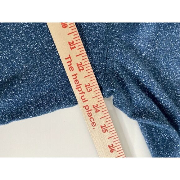 Talbots Women Plus 2X Button Front Cardigan Sweater Blue Silver Shimmer Sparkle - Picture 9 of 11